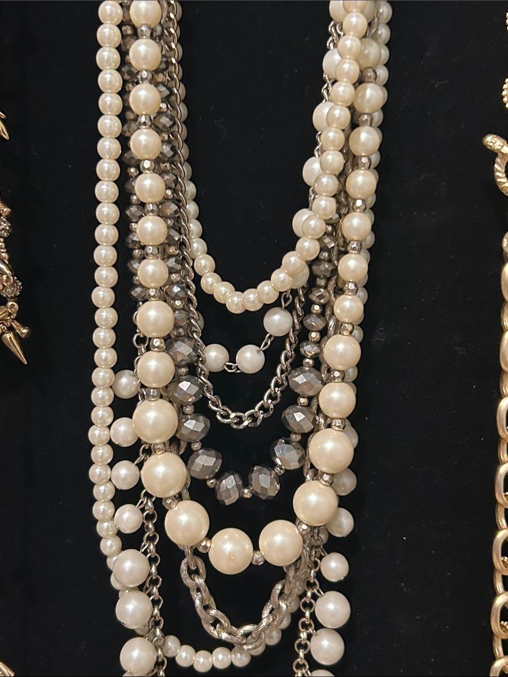 Ann Taylor Multi-Strand Pearl and Silver-Tone Layered Necklace - Picture 3 of 3